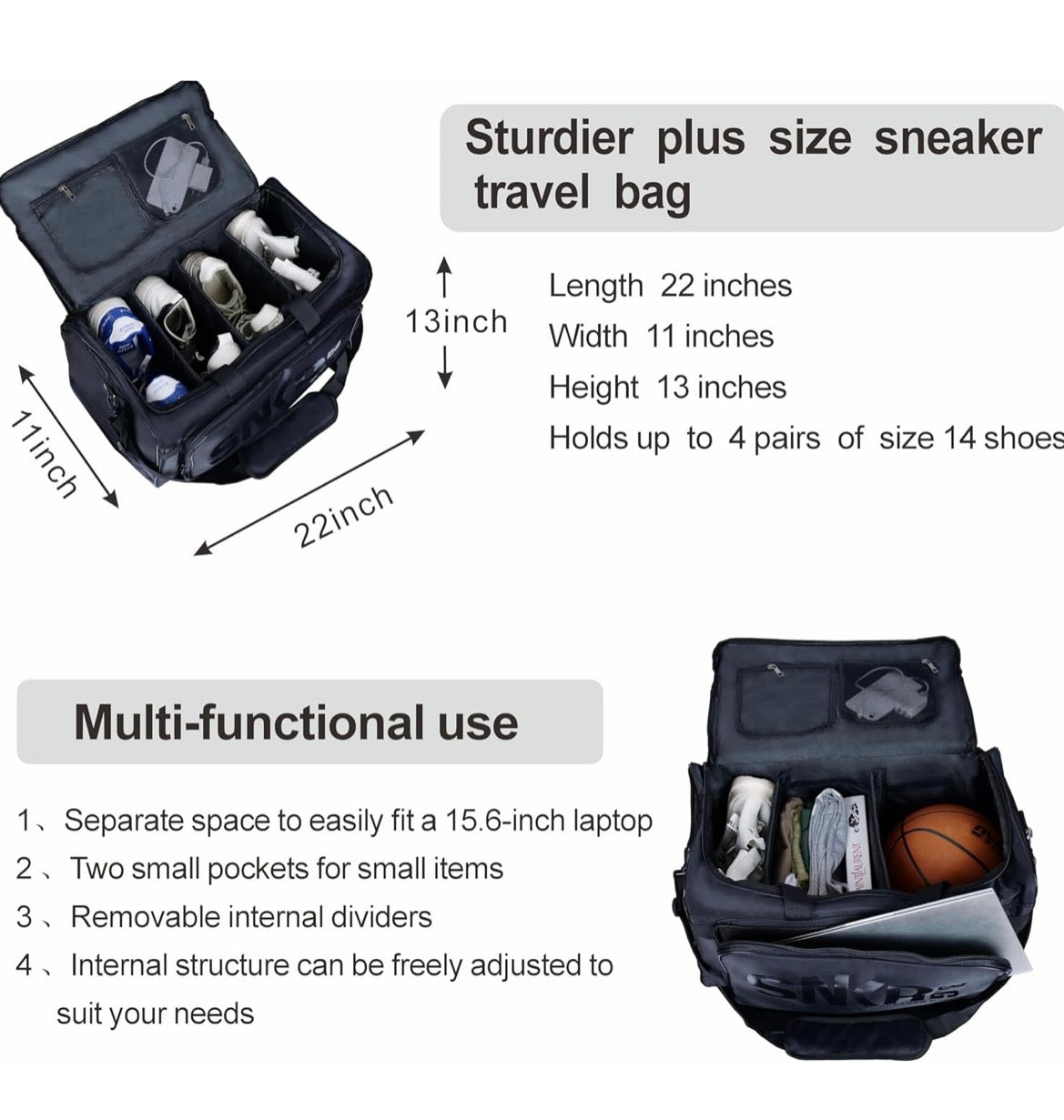 SNKR Sneaker Duffel Travel Bag